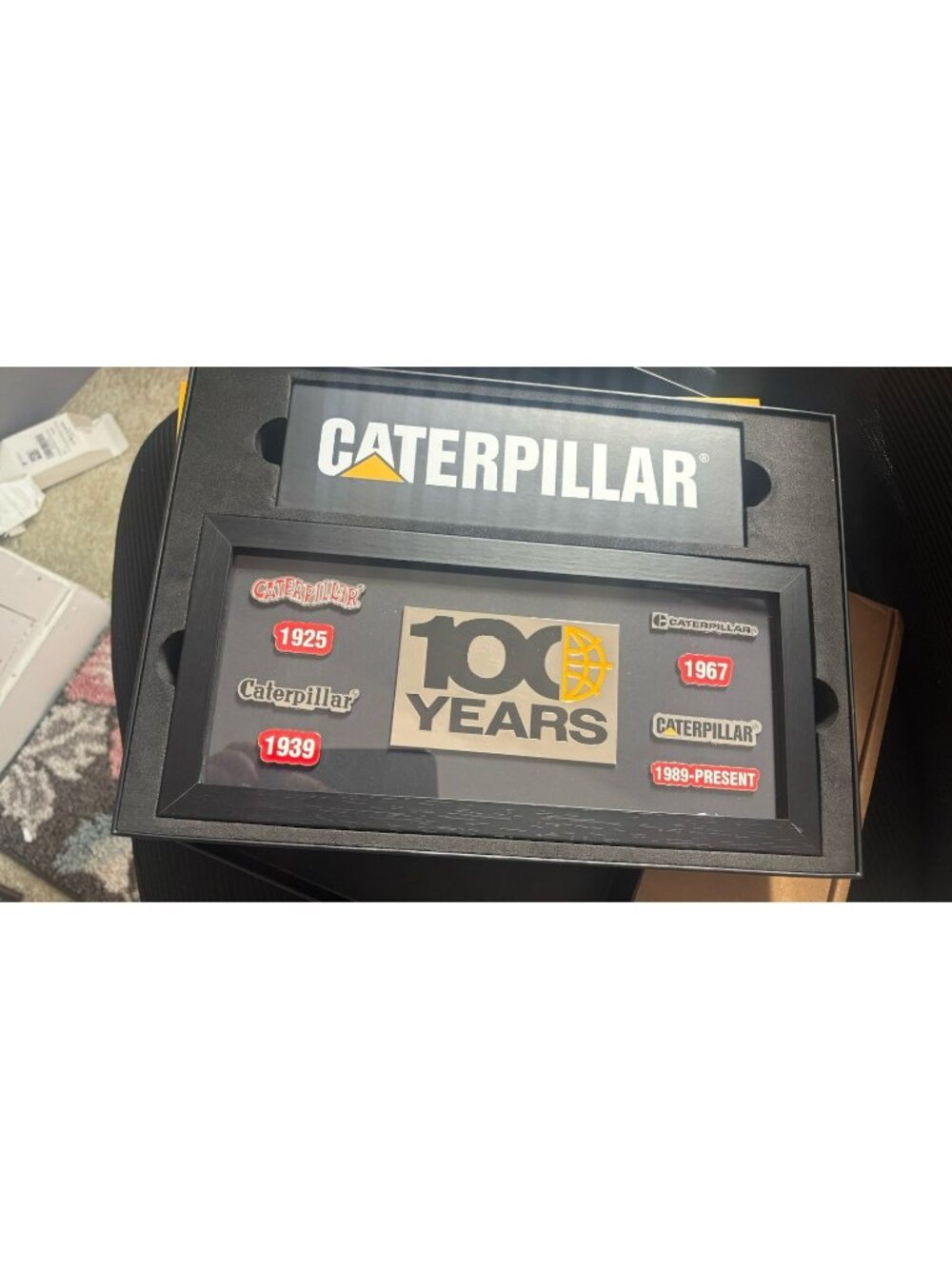 NEW 100 Years Caterpillar Pin Set Framed Box Tractor Cat Gift Retiree